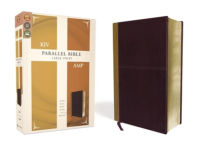 KJV, Amplified, Parallel Bible, Large Print, Leathersoft, Tan/Burgundy, Red Letter Edition: Two Bible Versions Together for Study and Comparison (Large Print / Imitation Leather)