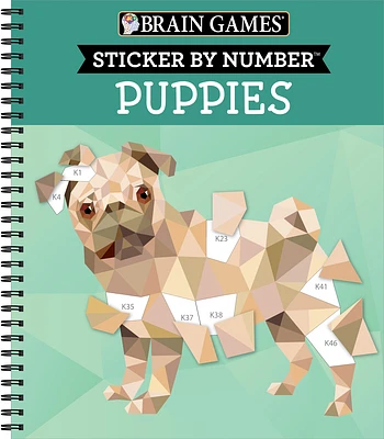 Brain Games - Sticker by Number: Puppies (Spiral)