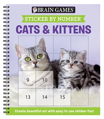 Brain Games - Sticker by Number: Cats & Kittens (Easy - Square Stickers): Create Beautiful Art with Easy to Use Sticker Fun! (Spiral)