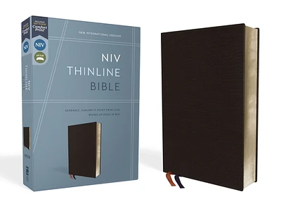 NIV, Thinline Bible, Bonded Leather, Black, Red Letter Edition (Bonded Leather)