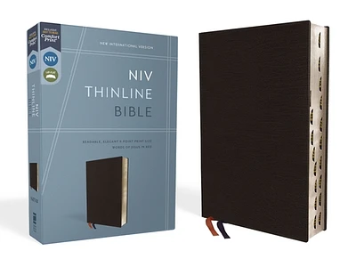 NIV, Thinline Bible, Bonded Leather, Black, Indexed, Red Letter Edition (Bonded Leather)