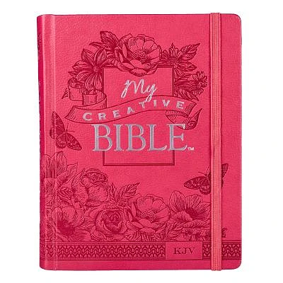 KJV Holy Bible, My Creative Bible, Faux Leather Hardcover - Ribbon Marker, King James Version, Pink Floral W/Elastic Closure (Imitation Leather)