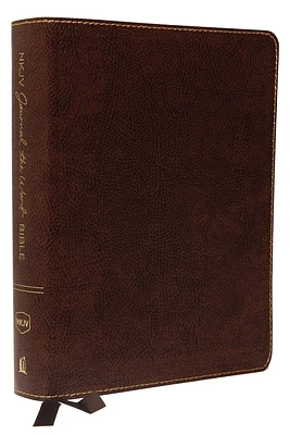 NKJV, Journal the Word Bible, Large Print, Bonded Leather, Brown, Red Letter Edition: Reflect, Journal, or Create Art Next to Your Favorite Verses (Large Print / Bonded Leather)