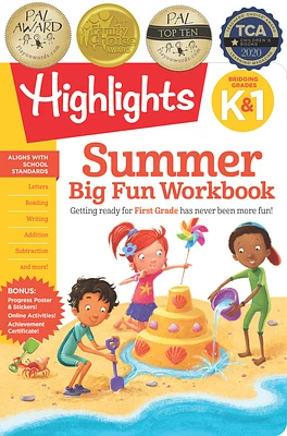 Summer Big Fun Workbook Bridging Grades K & 1: Ready for First Grade at Home, First Grade Summer Workbook with Letters, Reading, Writing, Addition, Subtraction and More (Highlights Summer Learning) (Paperback)