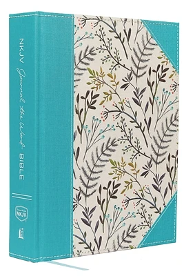 NKJV, Journal the Word Bible, Large Print, Blue Floral Cloth, Red Letter Edition: Reflect, Journal, or Create Art Next to Your Favorite Verses (Large Print / Hardcover)