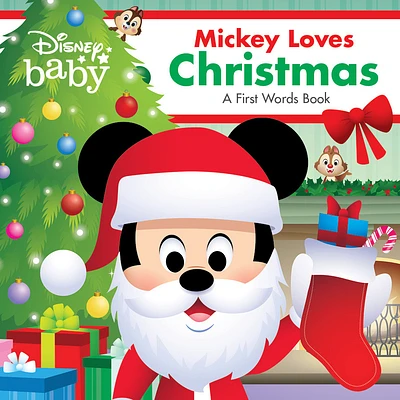 Disney Baby: Mickey Loves Christmas: A First Words Book (Board book)