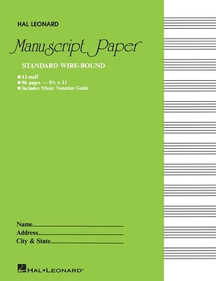 Standard Wirebound Manuscript Paper (Green Cover) (Spiral)