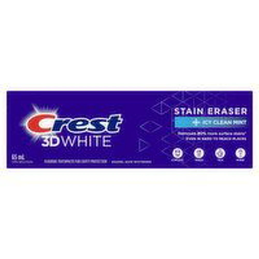 Crest - 3D White Stain Eraser Toothpaste - Icy Clean Mint, 65 Millilitre