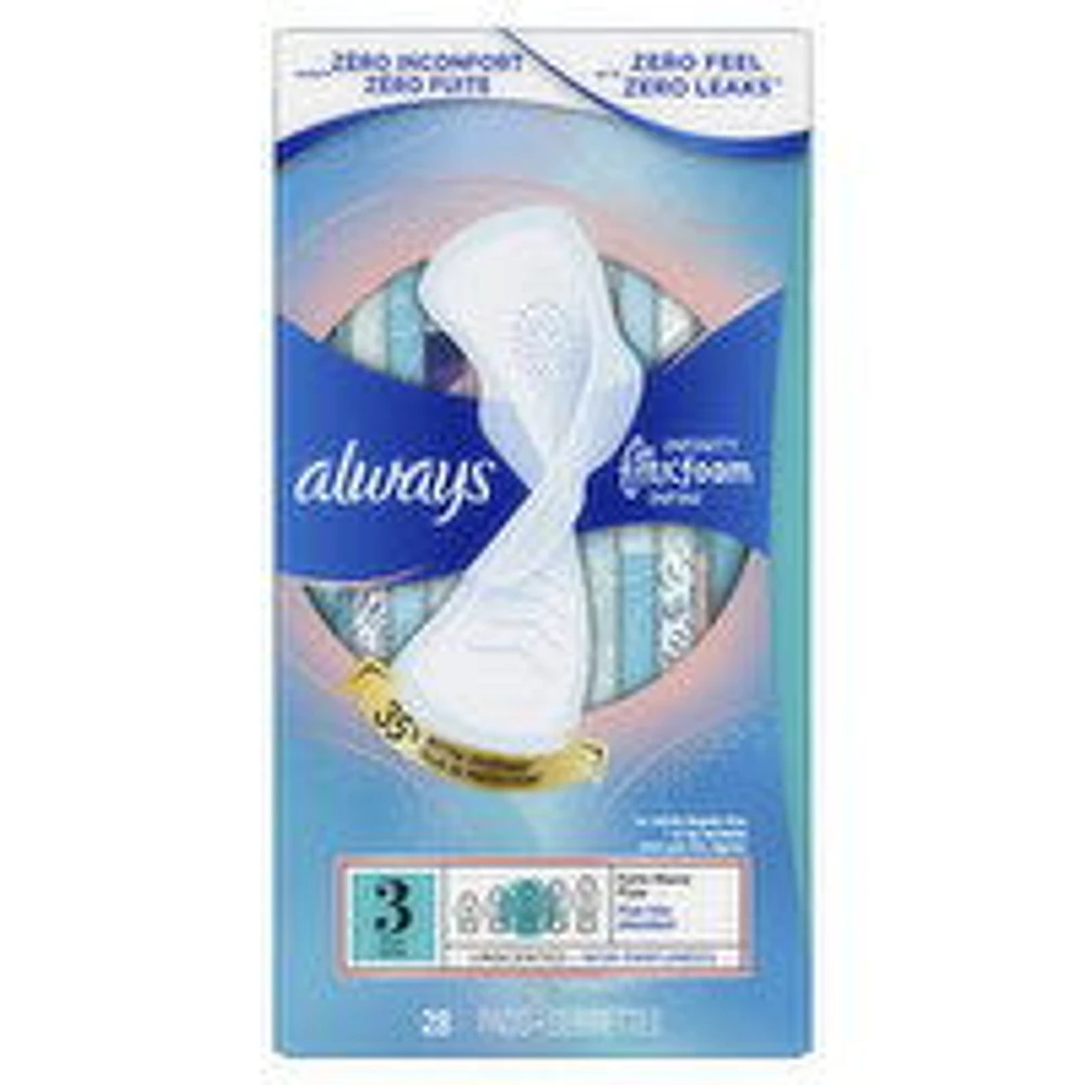 Always - Infinity Flex Foam - Size 3 Extra Heavy Flow Pad, 28 Each