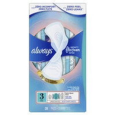 Always - Infinity Flex Foam - Size 3 Extra Heavy Flow Pad, 28 Each