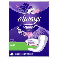 Always - Anti Bunch Panty Liner - Long, Unscented, 48 Each