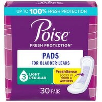 Poise - Ultra Thin Pads  - Light Absorbency, 30 Each
