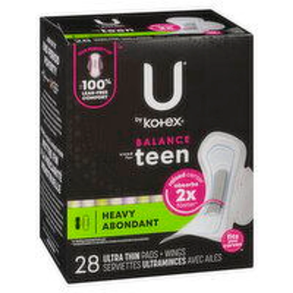 KOTEX - Ultra Thin Teen Wing Pad, 28 Each