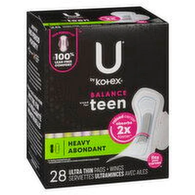 KOTEX - Ultra Thin Teen Wing Pad, 28 Each