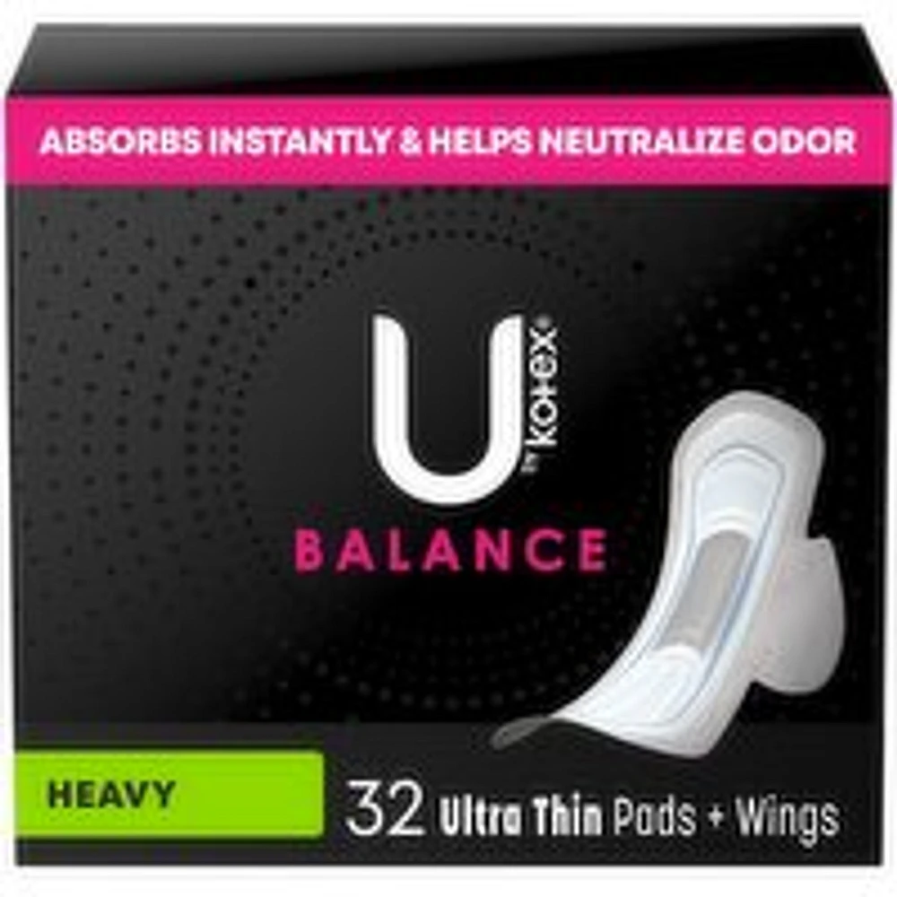 KOTEX - Ultra Thin Balance Pads With Charcoal Heavy, 32 Each