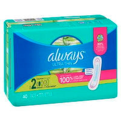 Always - Ultra Thin Long No Wings Super Pad, 40 Each