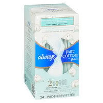 Always - Pure Cotton Pads Heavy Flow, 24 Each