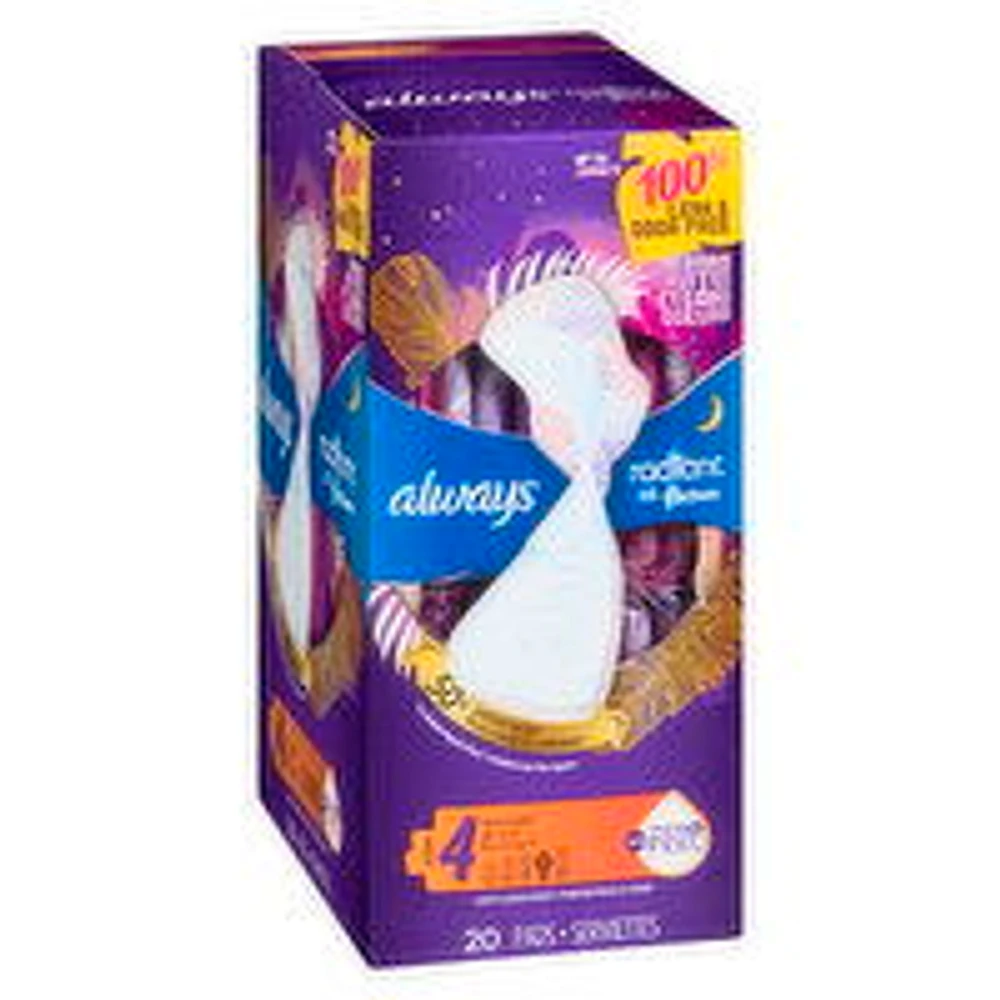 Always - Radiant Size 4 Overnight Pad, 20 Each
