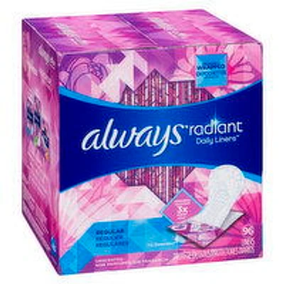Always - Radiant Pantiliners Regular Unscented, 96 Each