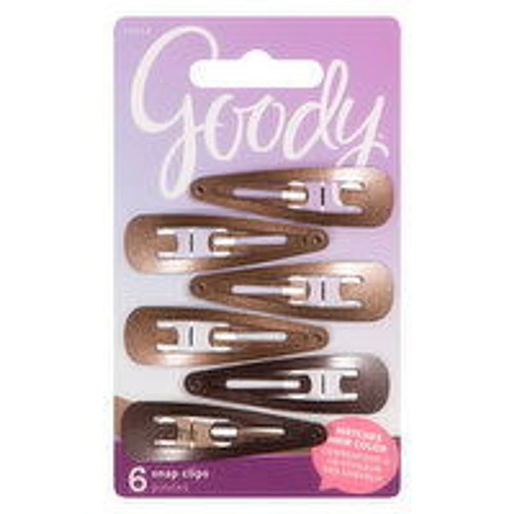 Goody - Snap Clips - Brunette, 6 Each
