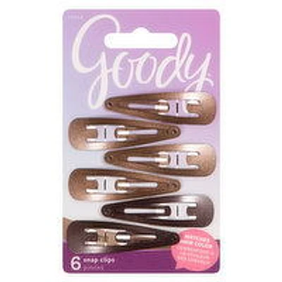 Goody - Snap Clips - Brunette, 6 Each