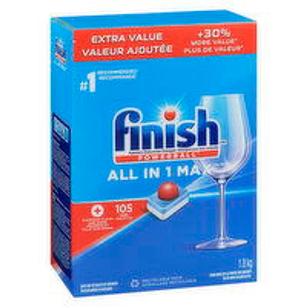 Finish - Dishwasher Detergent Tabs All In 1 Max, 105 Each