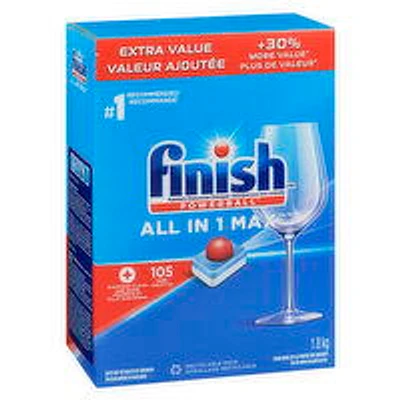 Finish - Dishwasher Detergent Tabs All In 1 Max, 105 Each