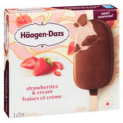 Haagen-Dazs - Strawberries & Cream Ice Cream Bars, 3 Each