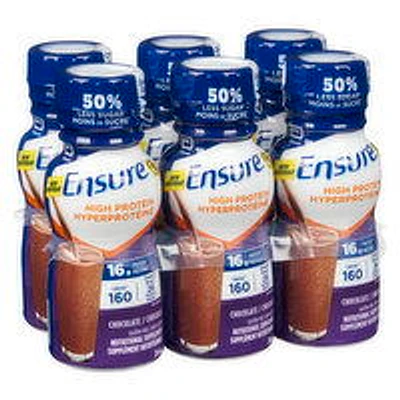 Ensure - High Protein Chocolate- 50% Less Sugar, 6 Each