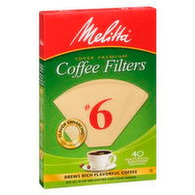 Melitta - Coffee Filters Natural Brown #6, 40 Each