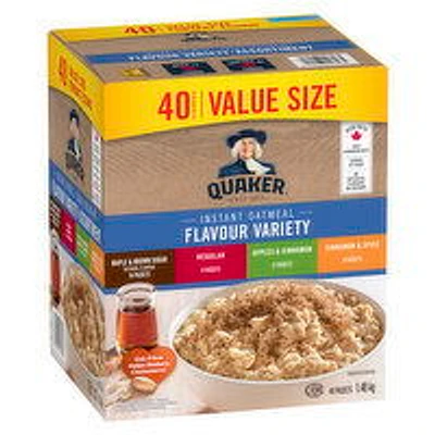 Quaker - Instant Oatmeal Flavour Variety 40ct Pack, 1.54 Kilogram