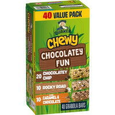 Quaker - Granola Bars, Chewy Chocolatey Fun Value Pack, 40 Each