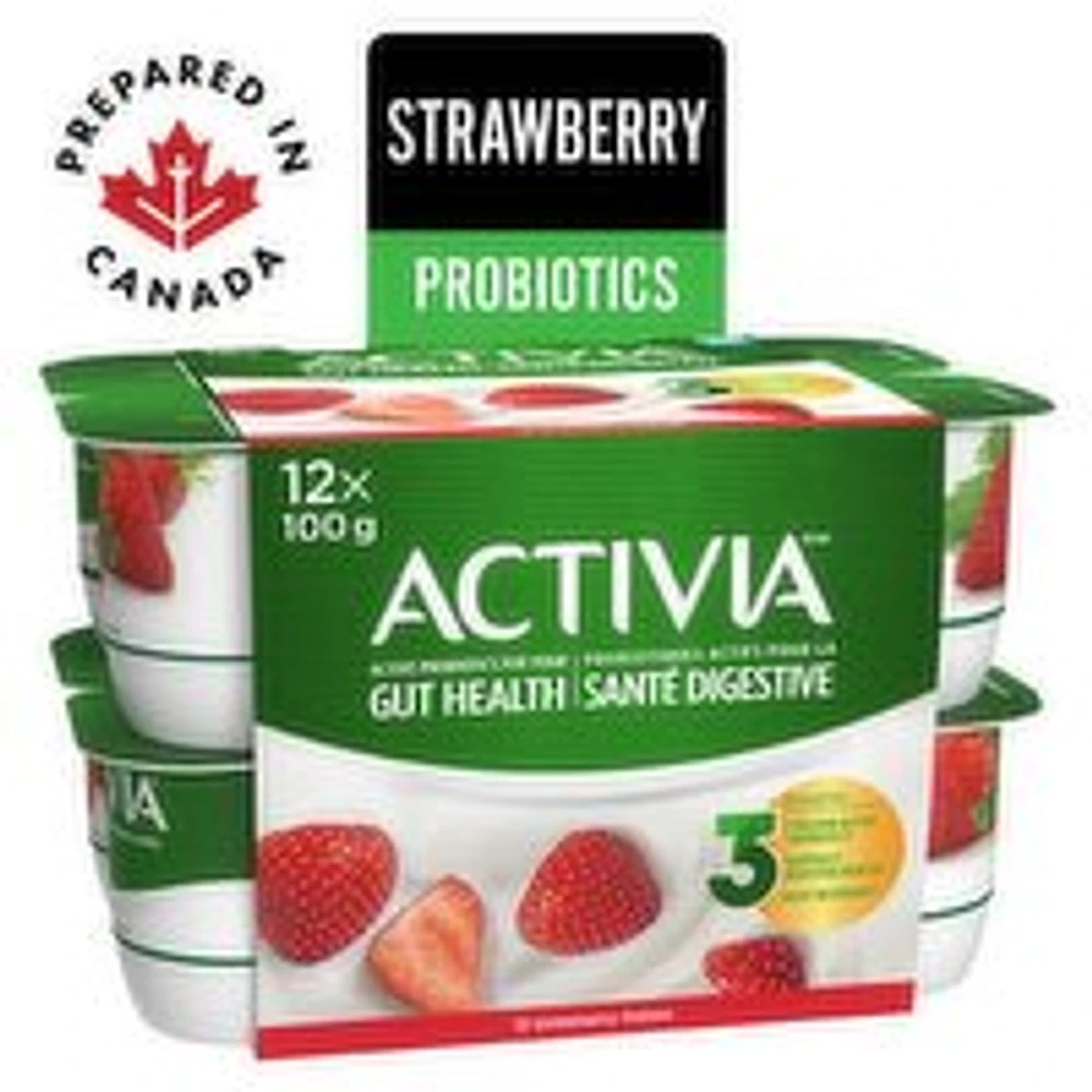 Activia - Probiotic Yogurt - Strawberry, 12 Each