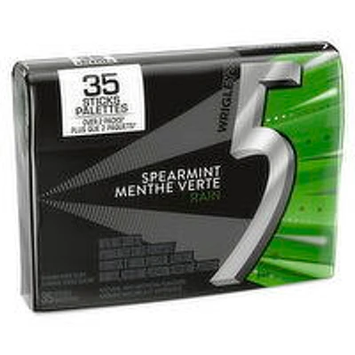 Five - Spearmint-Rain Sugar Free Chewing Gum, 35 Each
