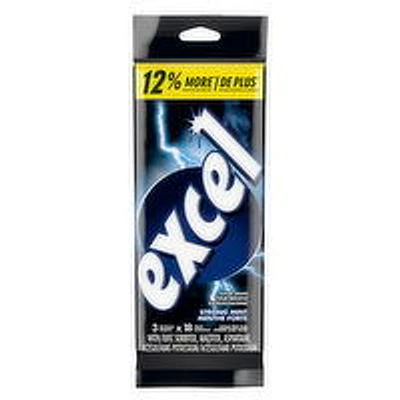 Excel - Strong Mint Flavoured Sugar Free Chewing Gum, 18 Pieces, 3 Each