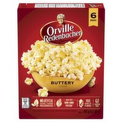 Orville Redenbacher's - Buttery Flavour Microwave Popcorn, Pack of 6 Bags