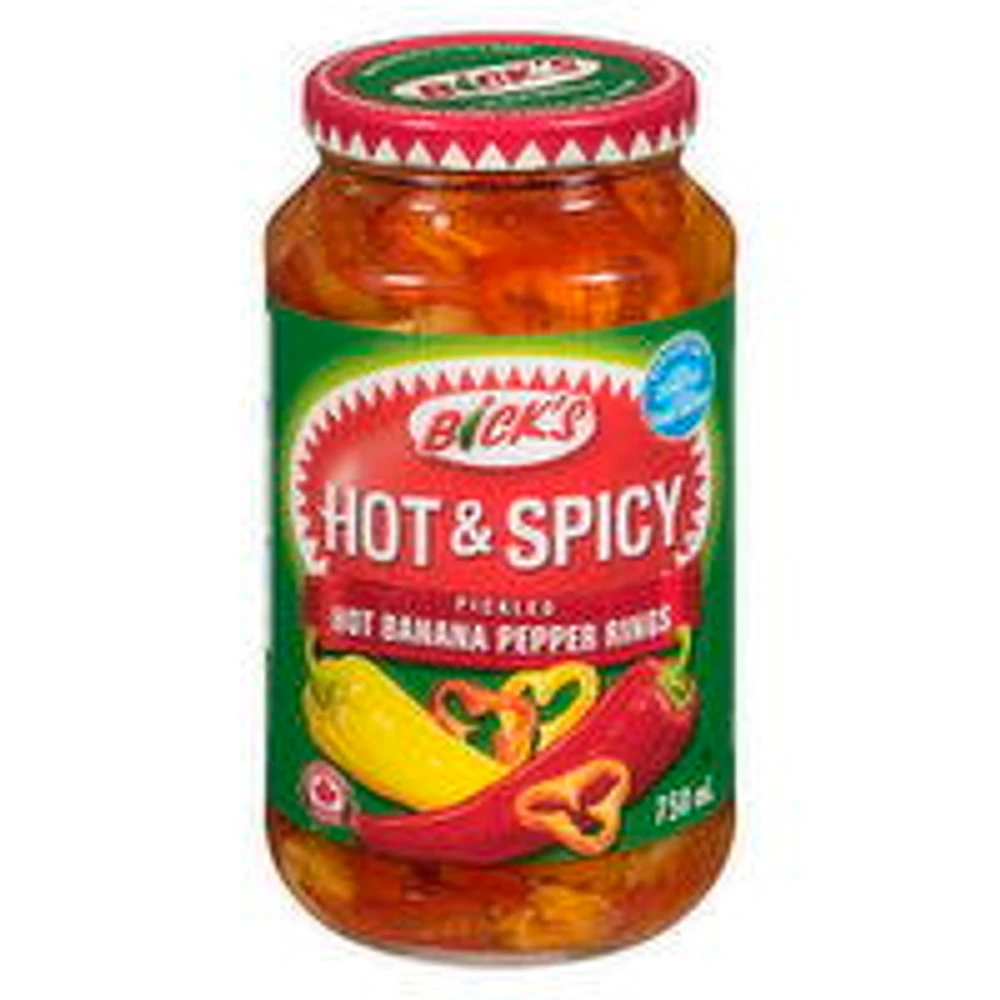 Bick's - Pickled Banana Pepper Rings - Hot & Spicy, 750 Millilitre