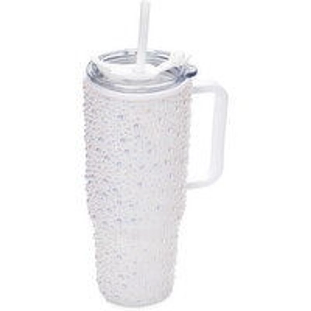 Christmas - Pearl White Double Wall Tumbler With Straw 1200ml, 1 Each
