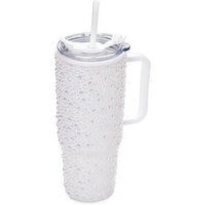 Christmas - Pearl White Double Wall Tumbler With Straw 1200ml, 1 Each