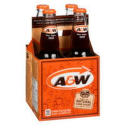 A&W - Root Beer - Glass Bottles, 4 Each