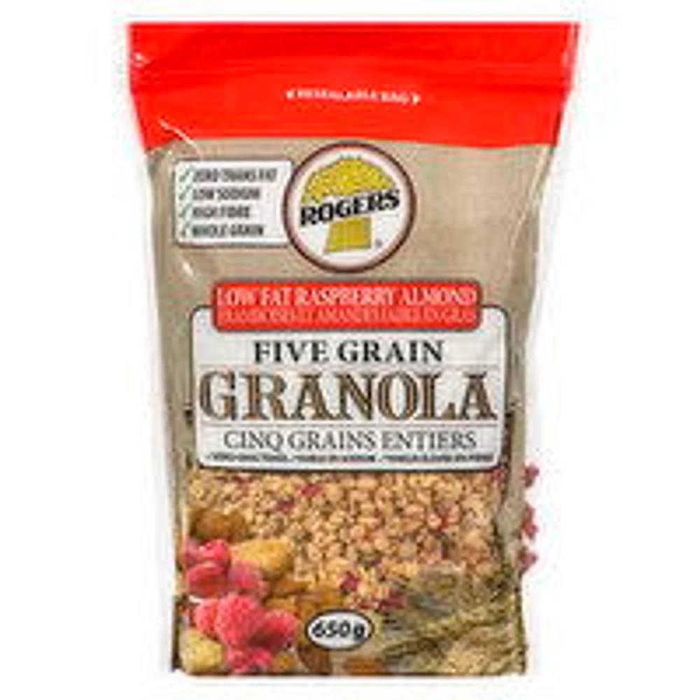Rogers - Five Grain Almond Granola Low Fat Raspberry, 650 Gram