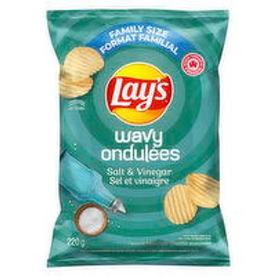 Lay's - Potato Chips, Wavy Salt & Vinegar - Family Size, 220 Gram