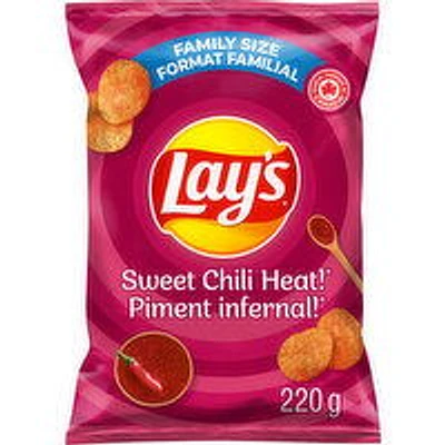 Lay's - Potato Chips, Sweet Chili Heat! - Family Size, 220 Gram
