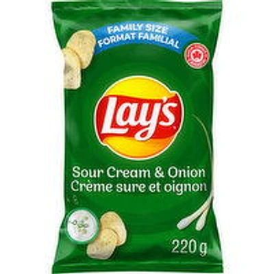 Lay's - Sour Cream & Onion Potato Chips, Family Size, 220 Gram
