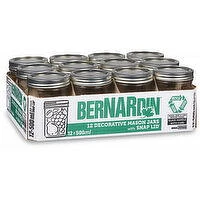 Bernardin - Decorative Wide Mouth Mason Jar W Snap Lid, 12 Each