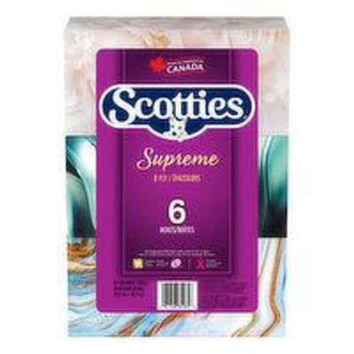 SCOTTIES - Supreme 3 Ply Facial Tissues, 6 Boxes, 6 Each