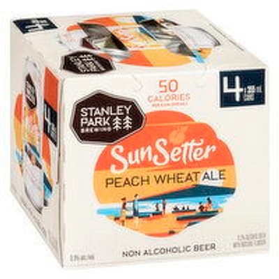 Stanley Park Brewing - SunSetter Peach Wheat Ale Non-Alcoholic Beer, 355mL Cans, 4 Each