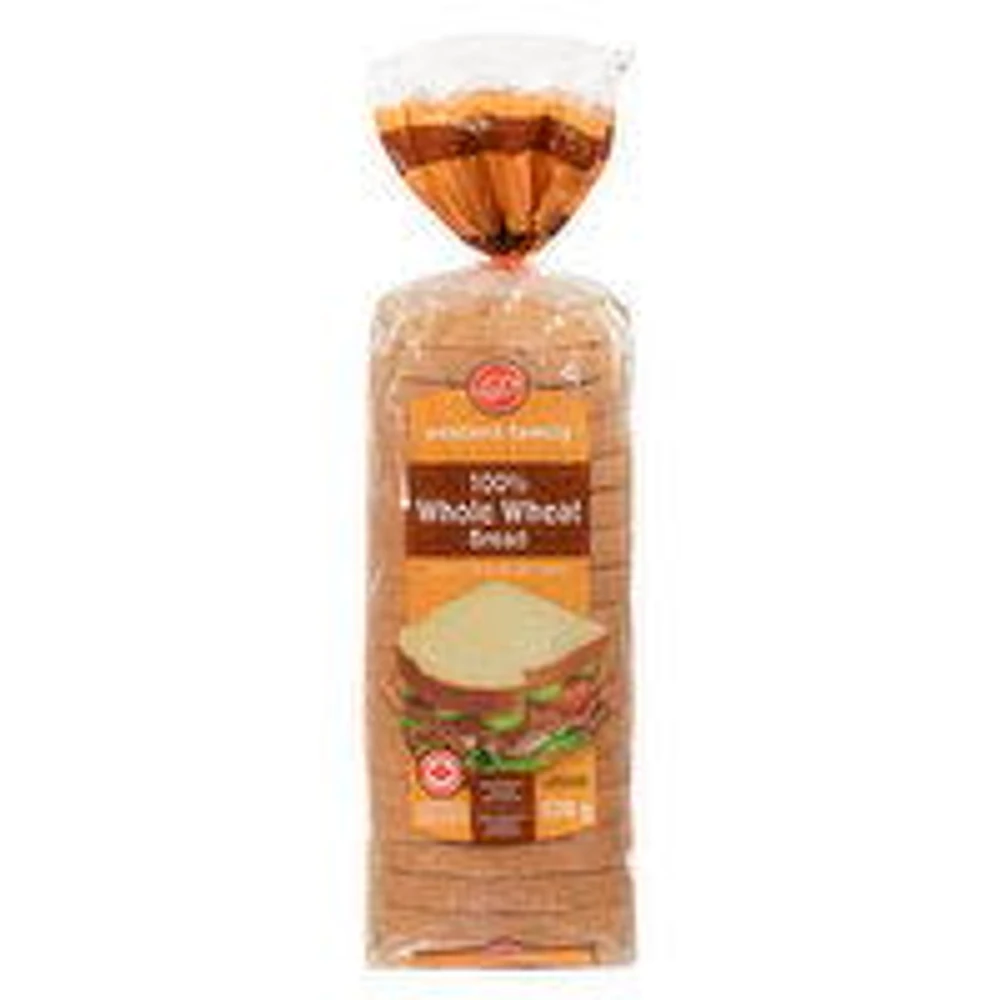 Western Family - Bread - 100% Whole Wheat, Sliced, 570 Gram