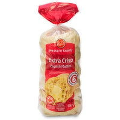 Western Family - Extra Crisp English Muffins, 6 Each
