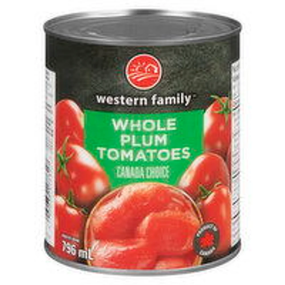 Western Family - Whole Plum Tomatoes, 796 Millilitre